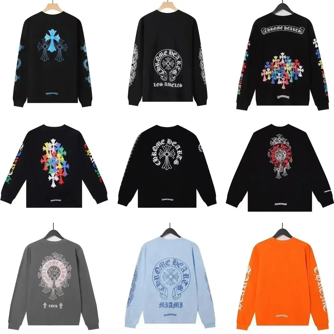 Chrome Hearts Dagger Cross Lettering White Long Sleeve Shirt
