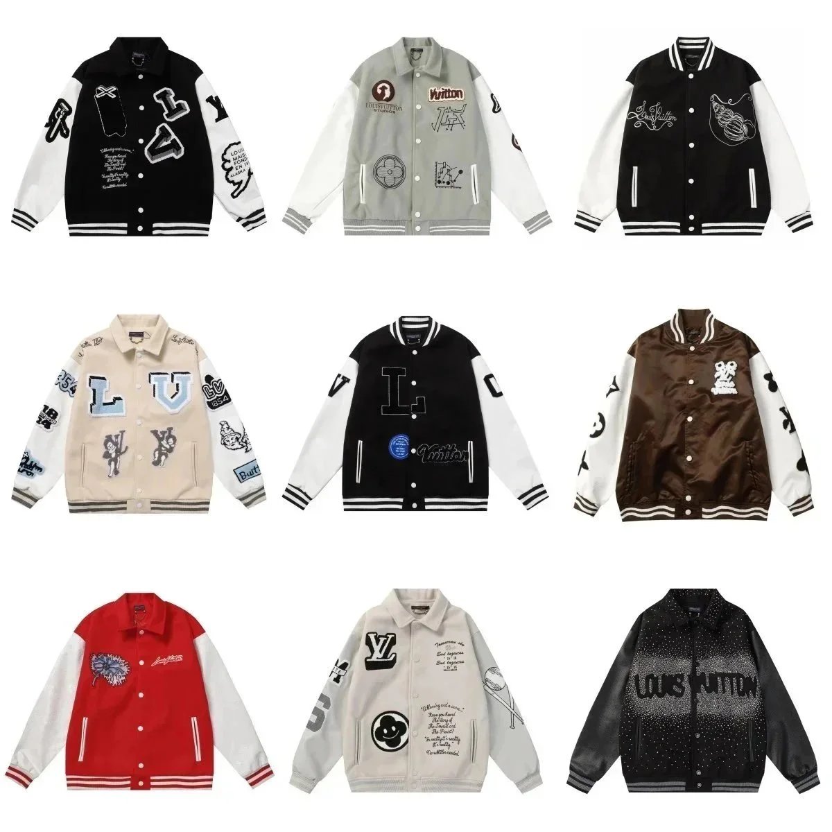 Louis Vuitton Men's Leather-Sleeve Varsity Jacket