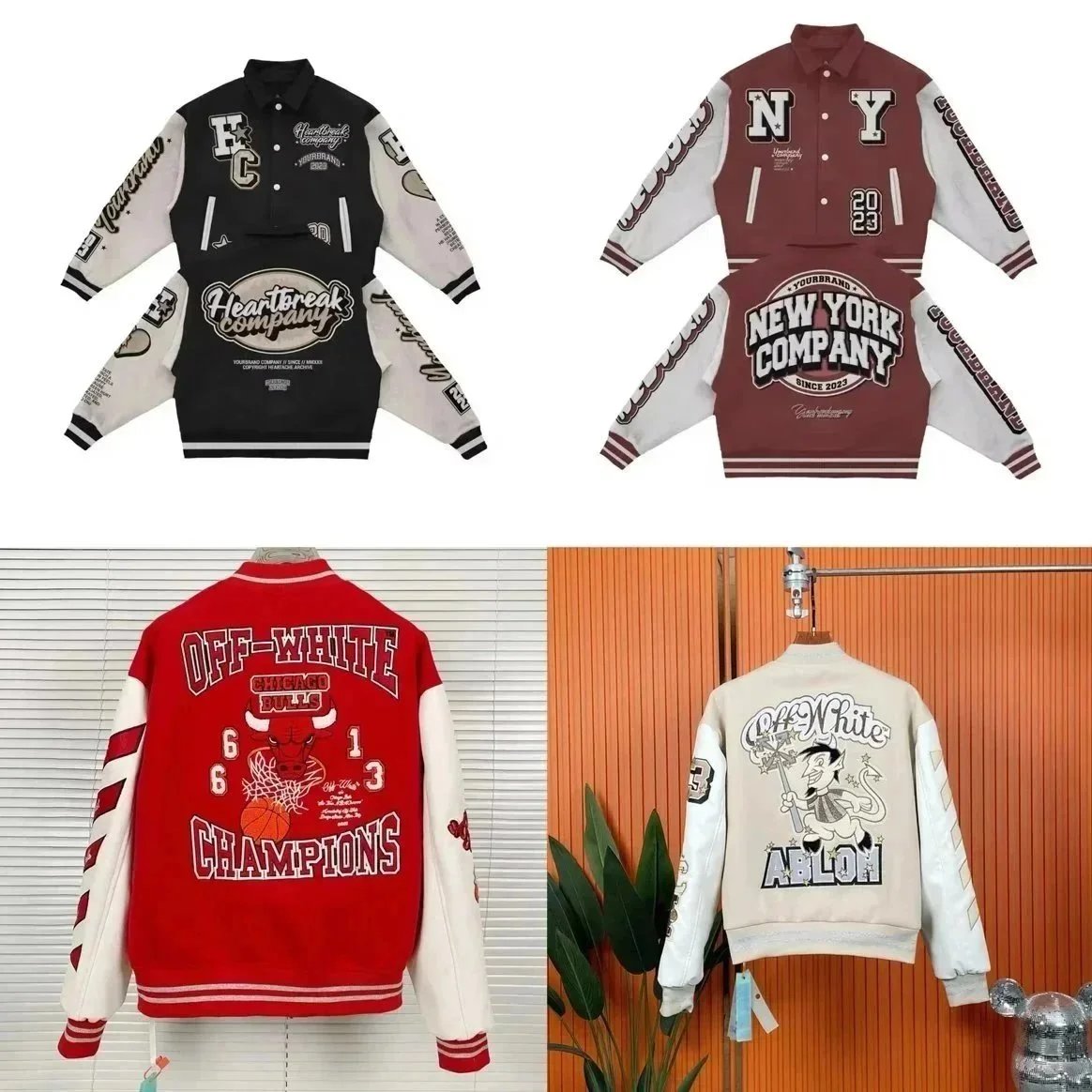 Chicago Bulls Off- White Varsity Jacket