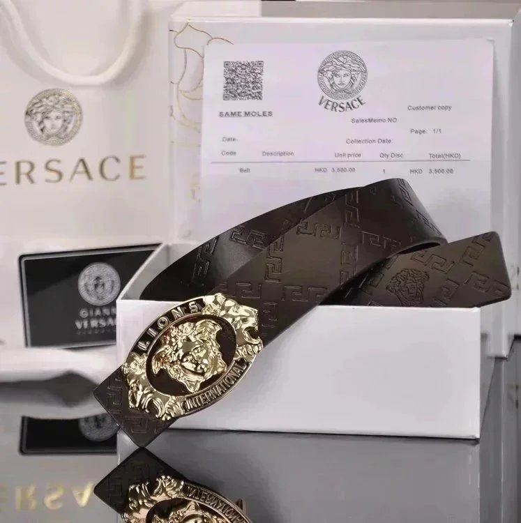 Versace Men's Black Leather Belt