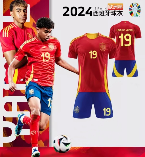 Mens 2024 #19 Lamine Yamal Soccer Jerseys Red