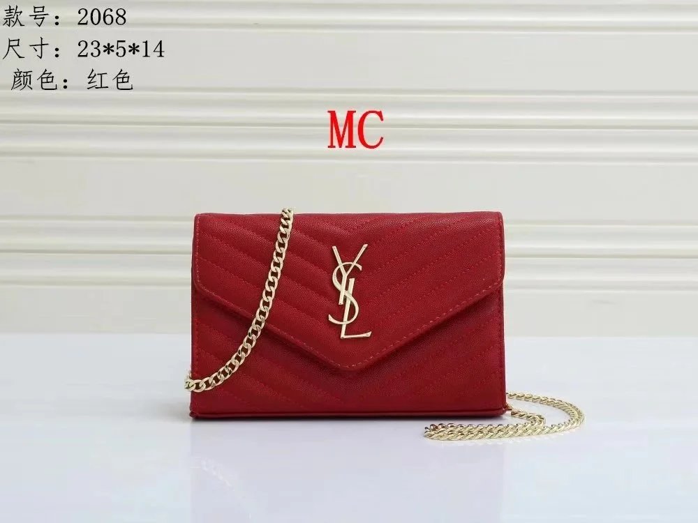 Red YSL Monogram Chain Clutch Bag for Women