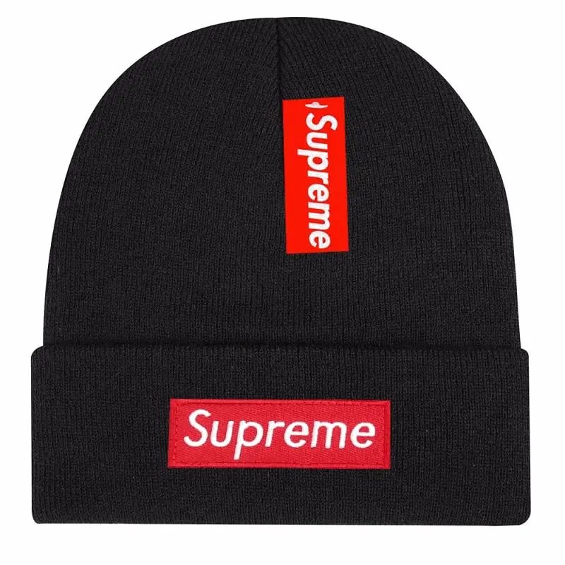 Supreme Black Beanie with Red Box Logo