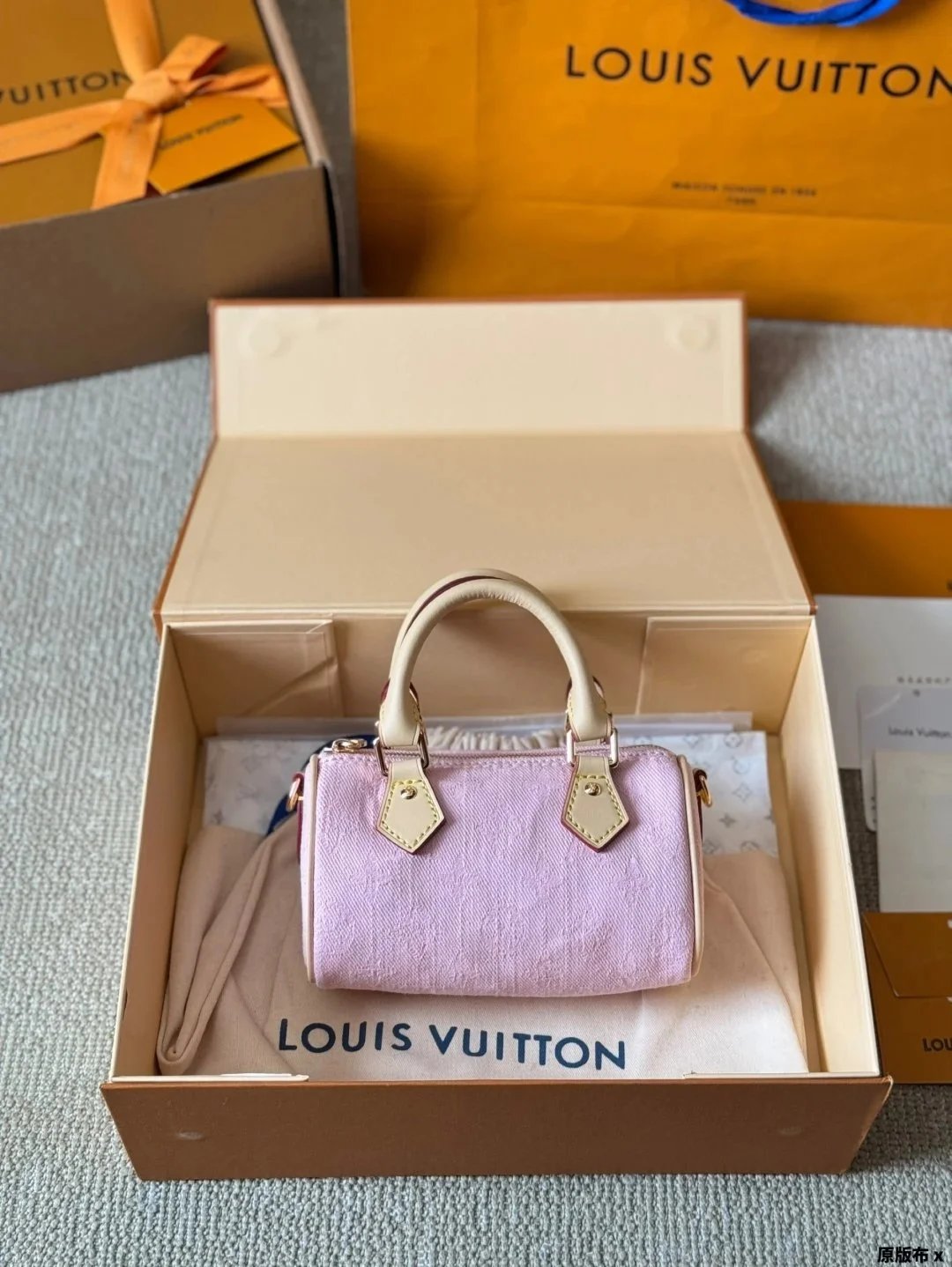 Louis Vuitton Mini Pink Handbag with Gold Hardware