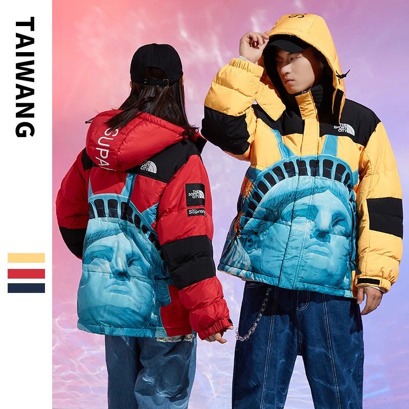 The North Face x Supreme Collaboration Jacket with Statue of Liberty Print