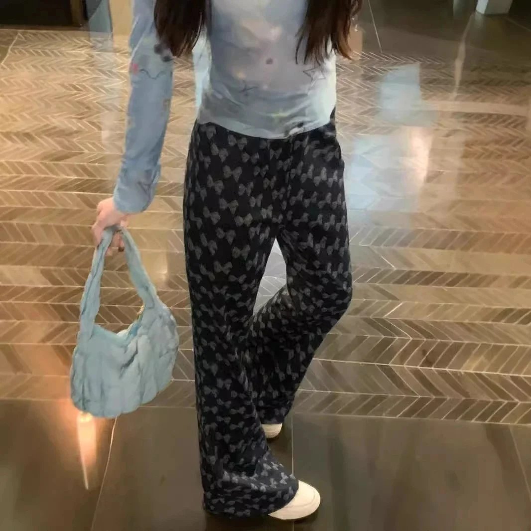Stylish Houndstooth Pattern Wide Leg Pants for Women