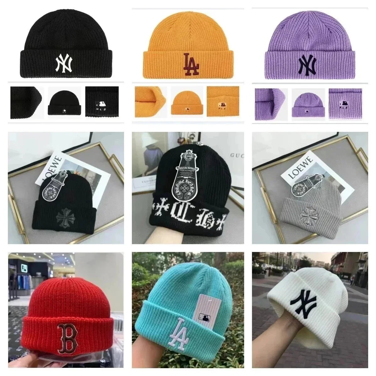 MLB Knit Beanie Hat with Logo for Men and Women