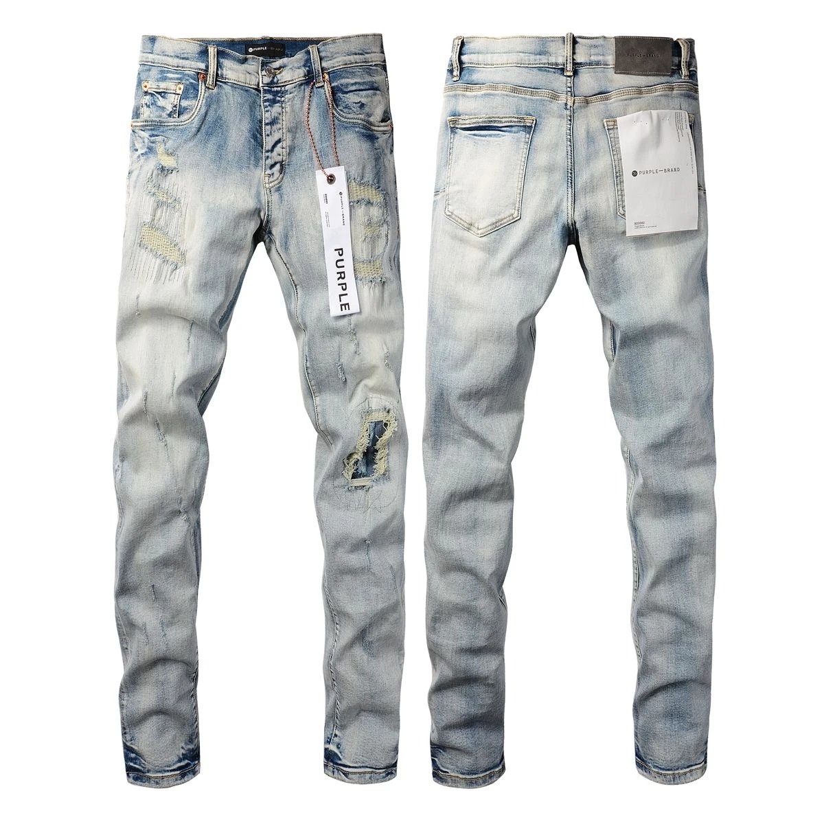 Men's Distressed Ripped Light Blue Skinny Jeans