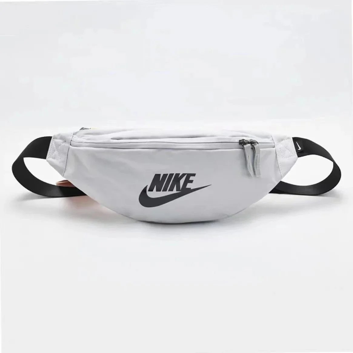 Nike White Waist Bag with Black Logo and Adjustable Strap