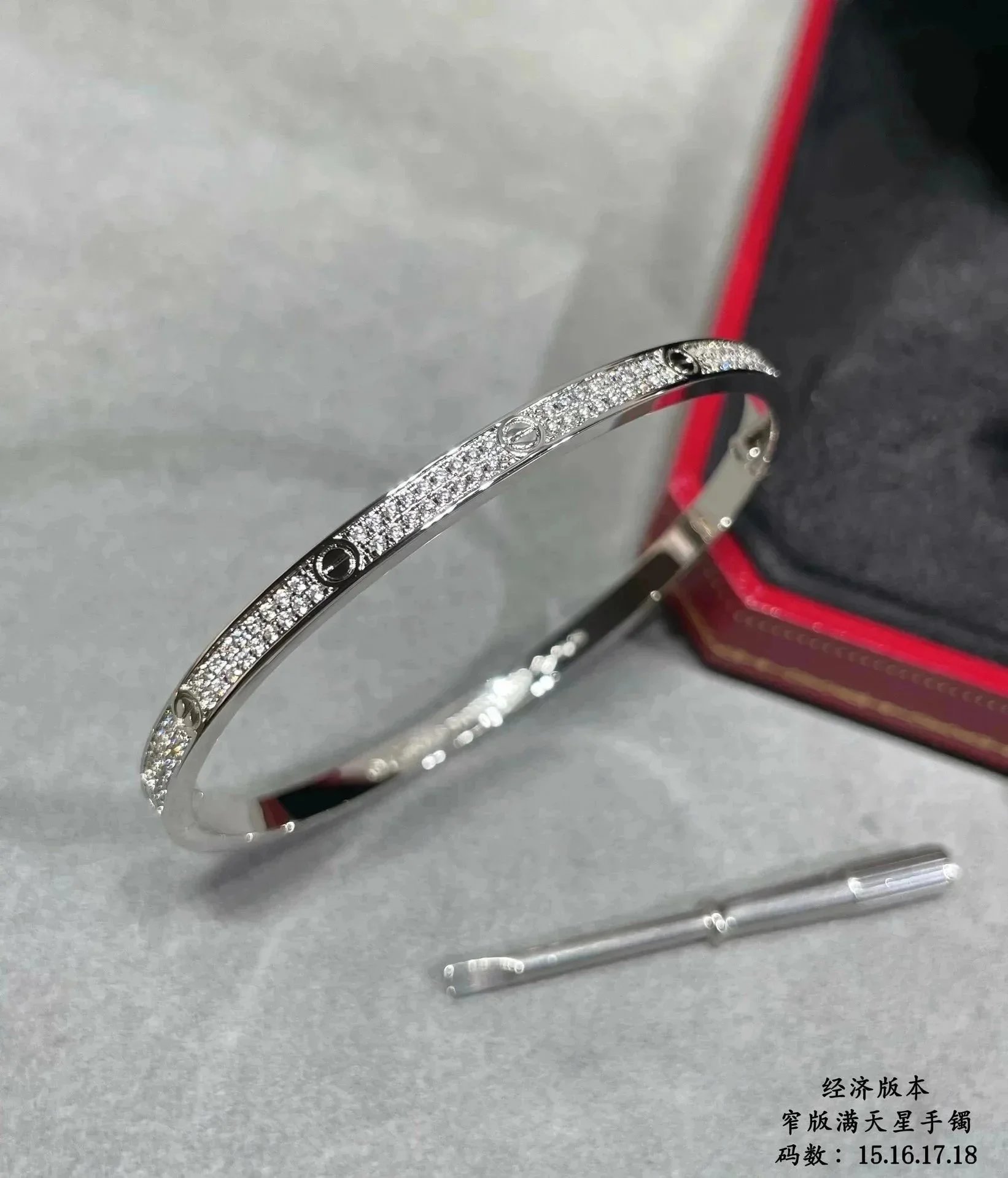 Cartier Love Bracelet with Pavé Diamonds Silver Tone