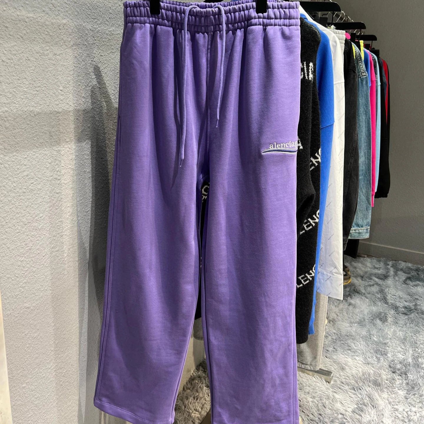 Purple Alenciag Logo Sweatpants for Women Casual Comfortable Track Pants