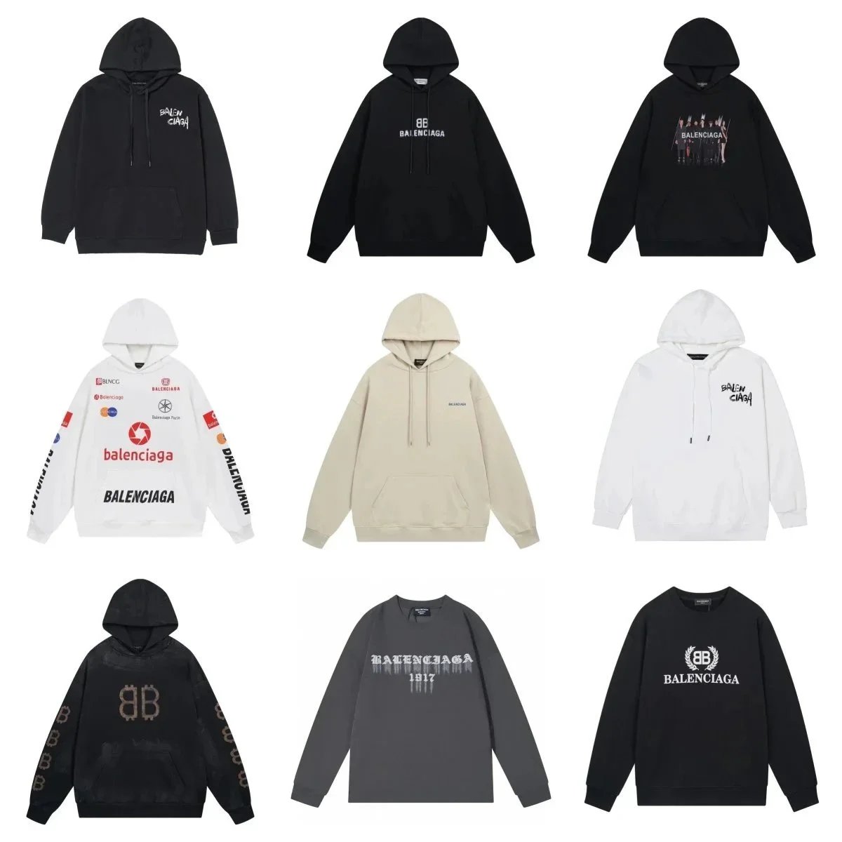 Balenciaga Hoodies Sweatshirts Men Women Oversized Logo Print Streetwear