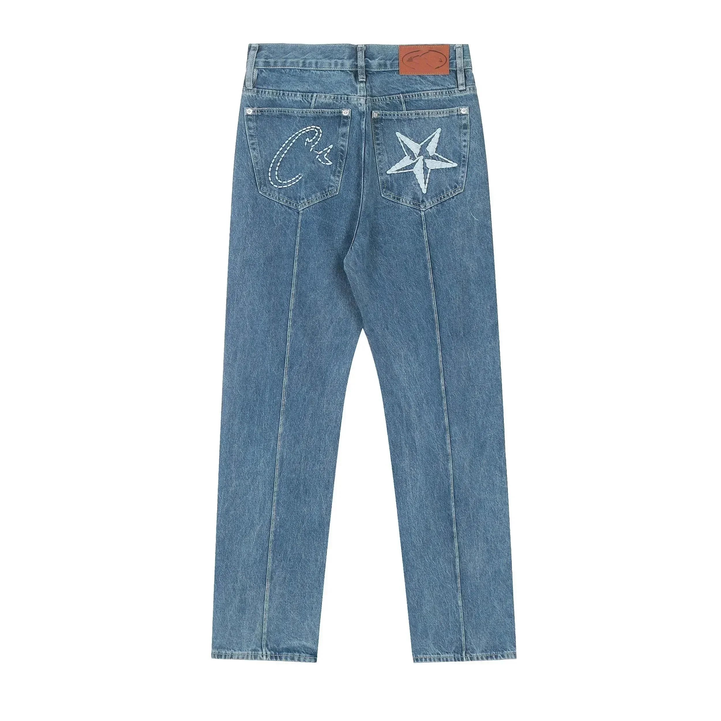 Celine Star Embroidered Denim Jeans