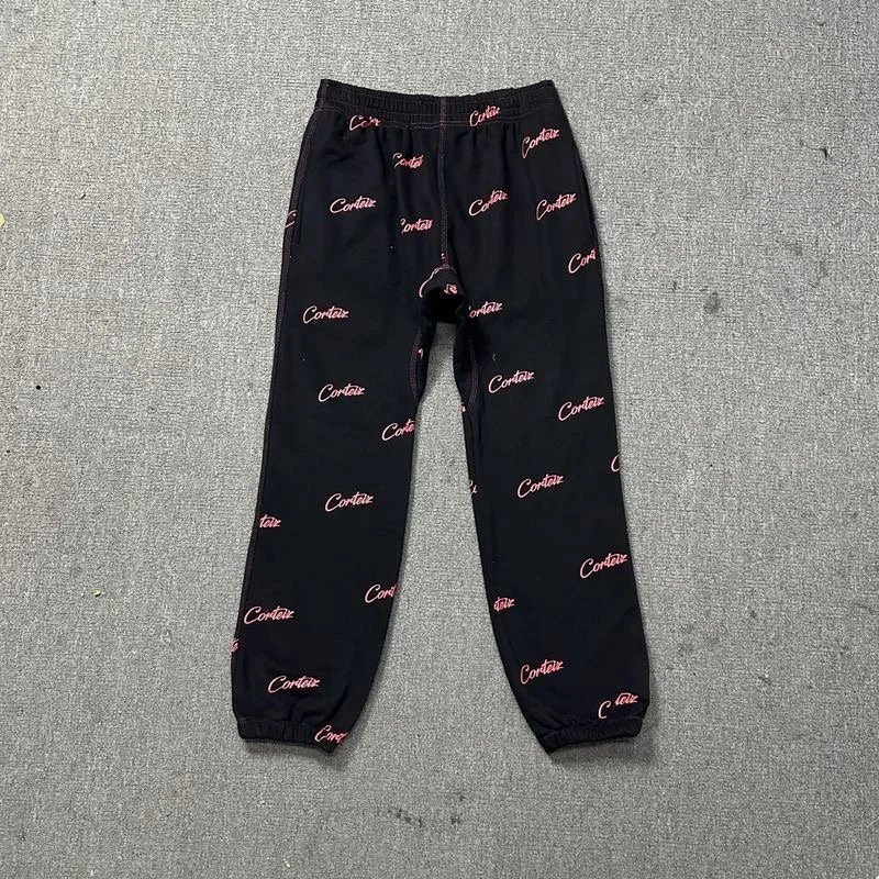 Cortez All Over Logo Print Black Jogger Pants