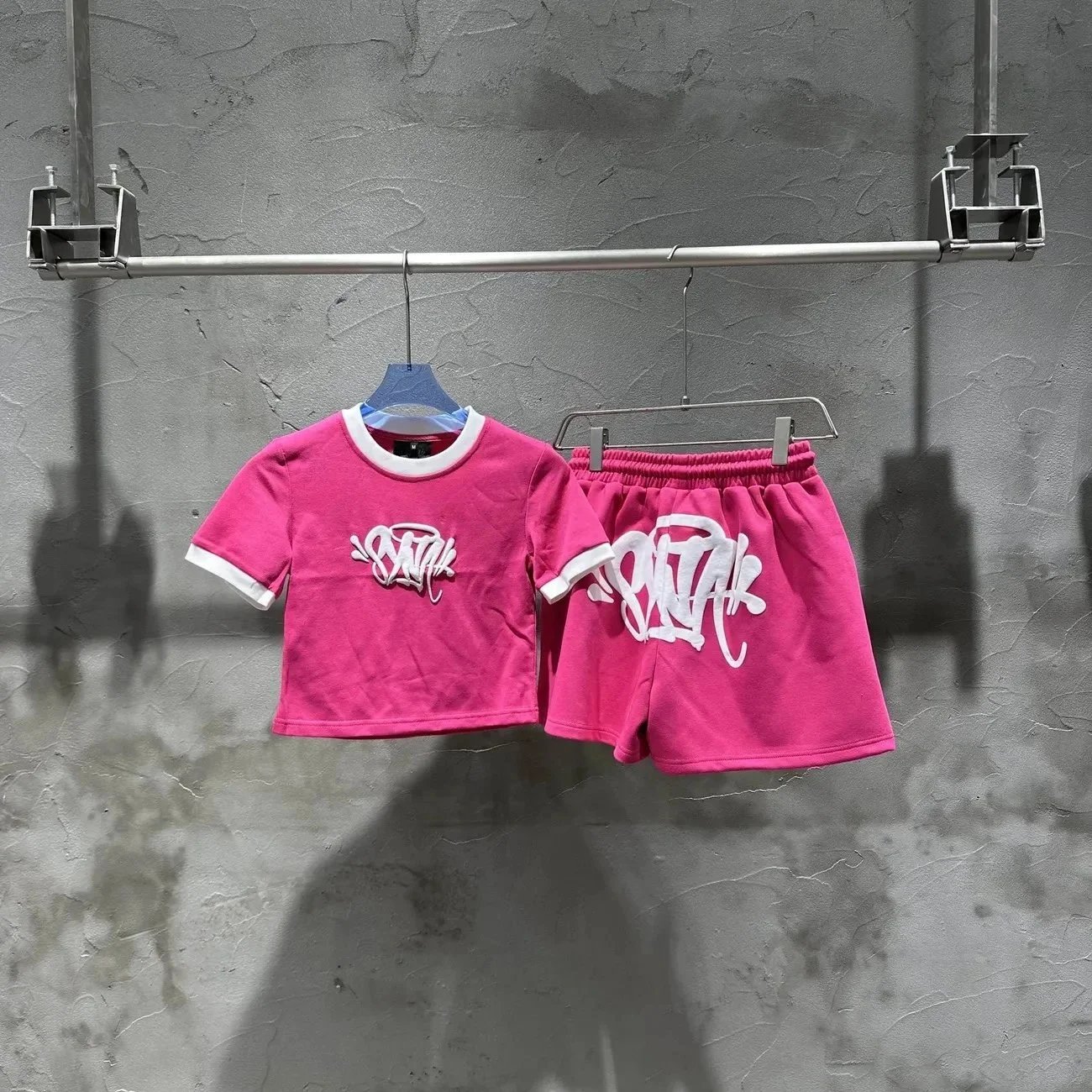 Pink STARK Logo T-Shirt and Shorts Set for Kids