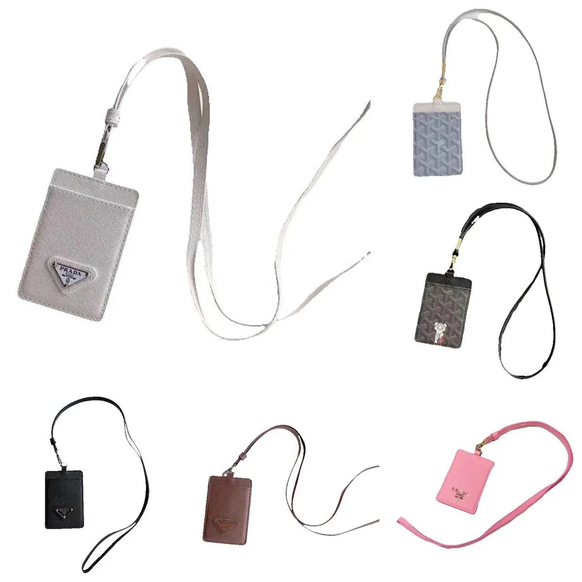 Prada Leather ID Card Holder with Lanyard - Stylish & Functional