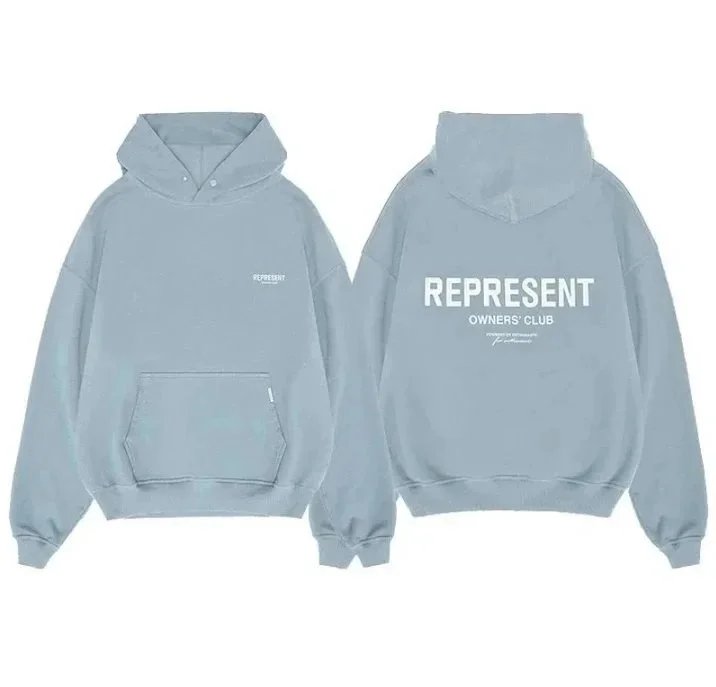 Represent Owners' Club Hoodie Light Blue Oversized Sweatshirt