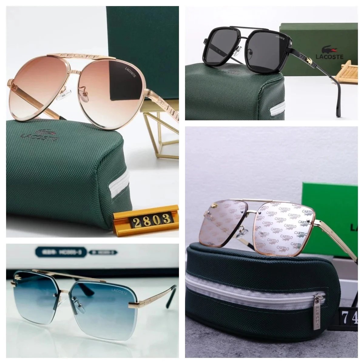 LACOSTE Sunglasses Aviator Square Gradient Lens Fashion Eyewear