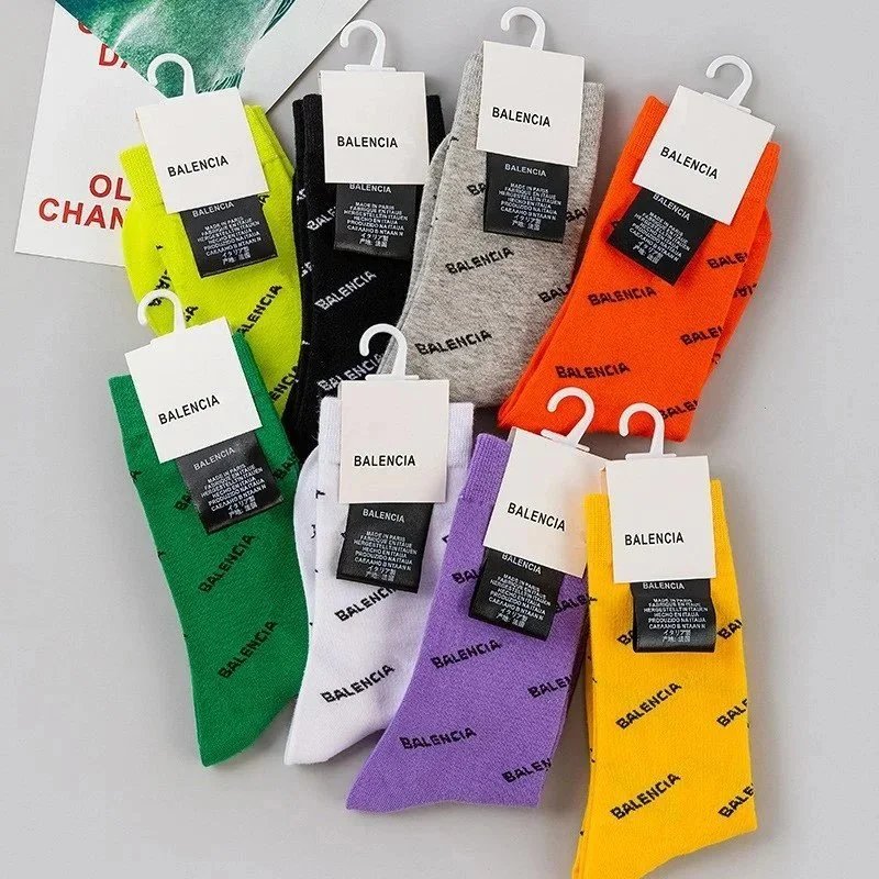 Balencia Logo Print Crew Socks in Multiple Colors
