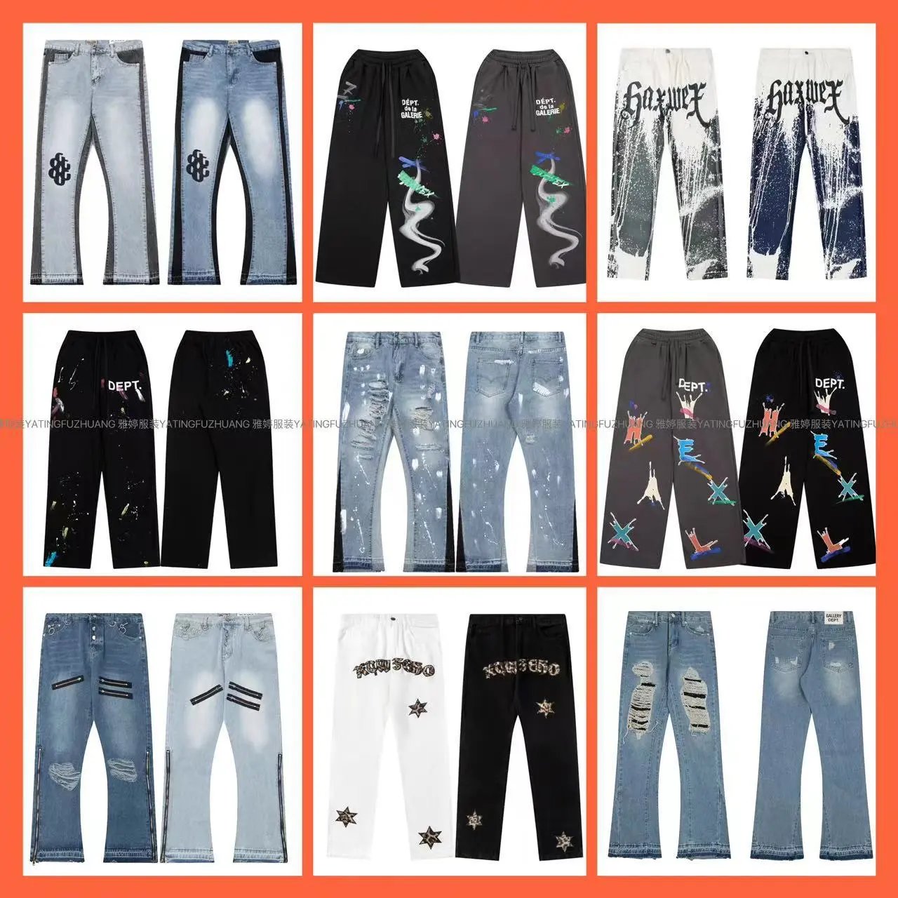 Fashion Denim and Printed Pants for Men and Women
