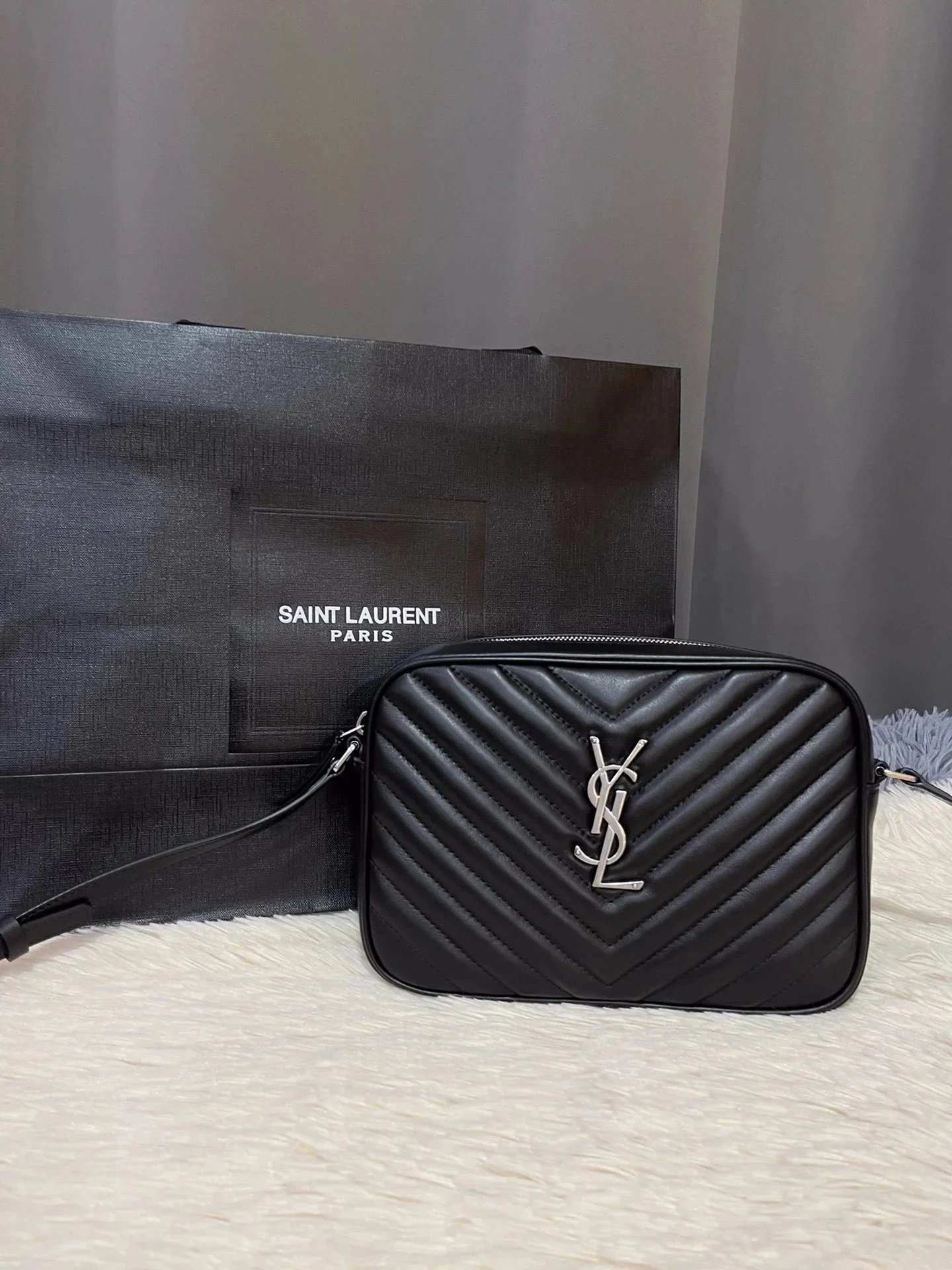 Saint Laurent Black Quilted Leather Crossbody Bag