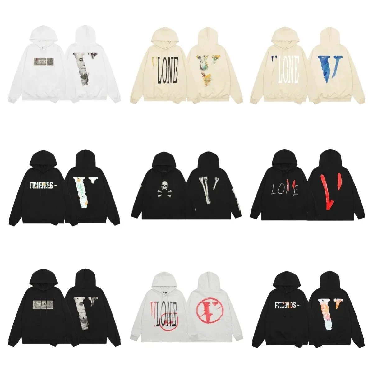 Vlone Hoodies Streetwear Fashion Sweatshirts for Men and Women