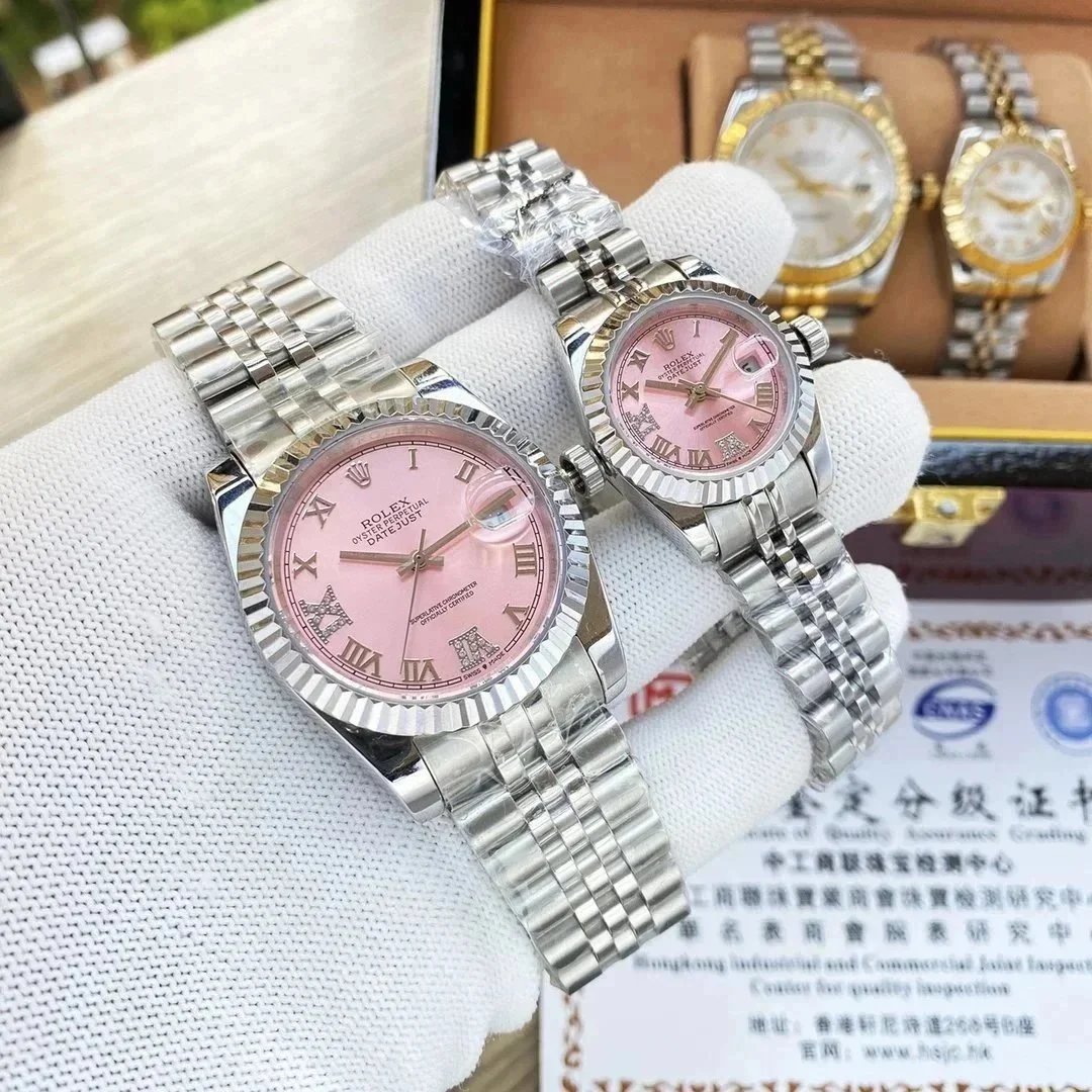 Rolex Datejust Pink Dial Stainless Steel Watch for Women