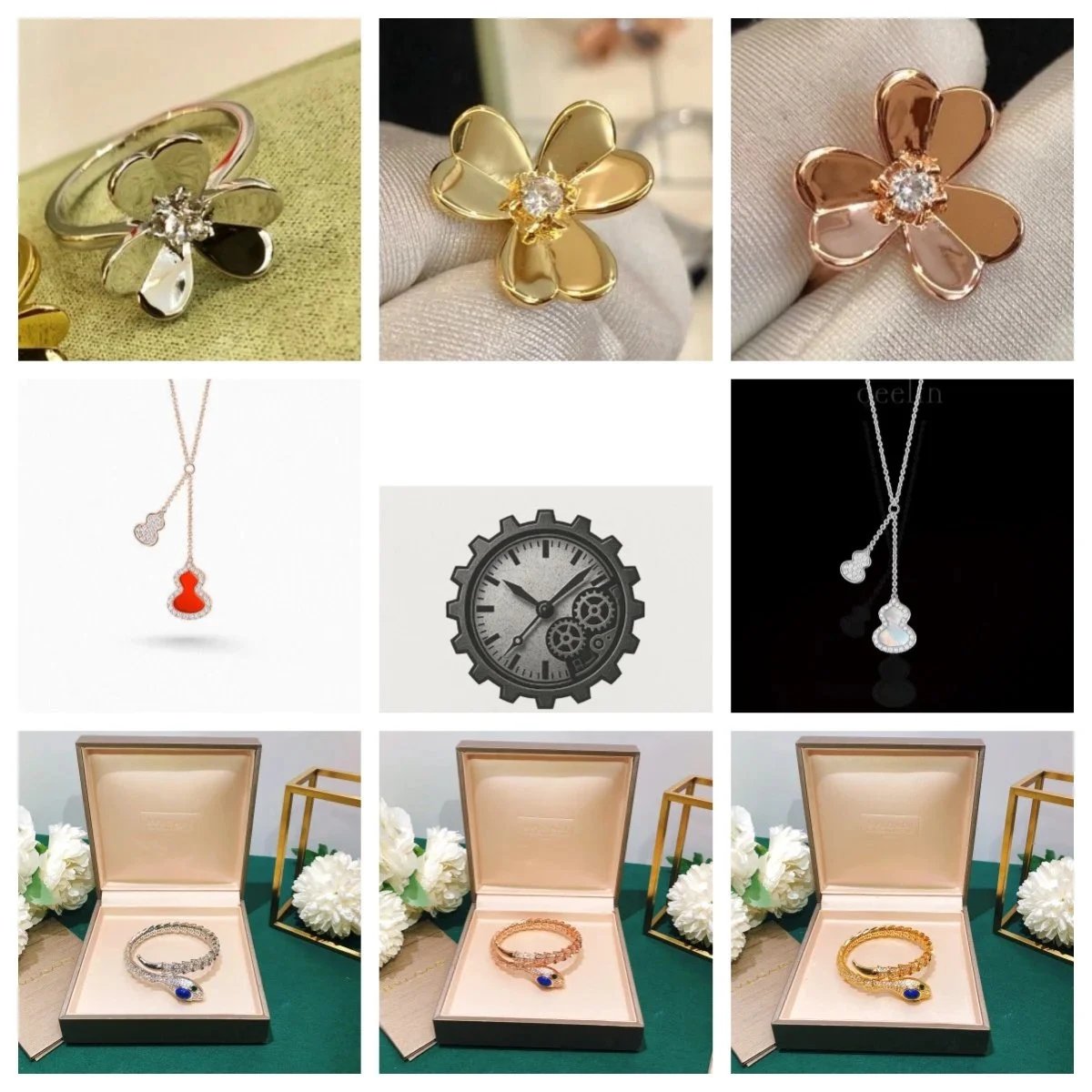 Elegant Flower Ring and Necklace Jewelry Set for Women