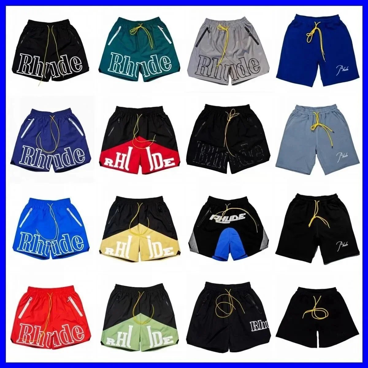 Rhude Logo Print Drawstring Shorts for Men and Women