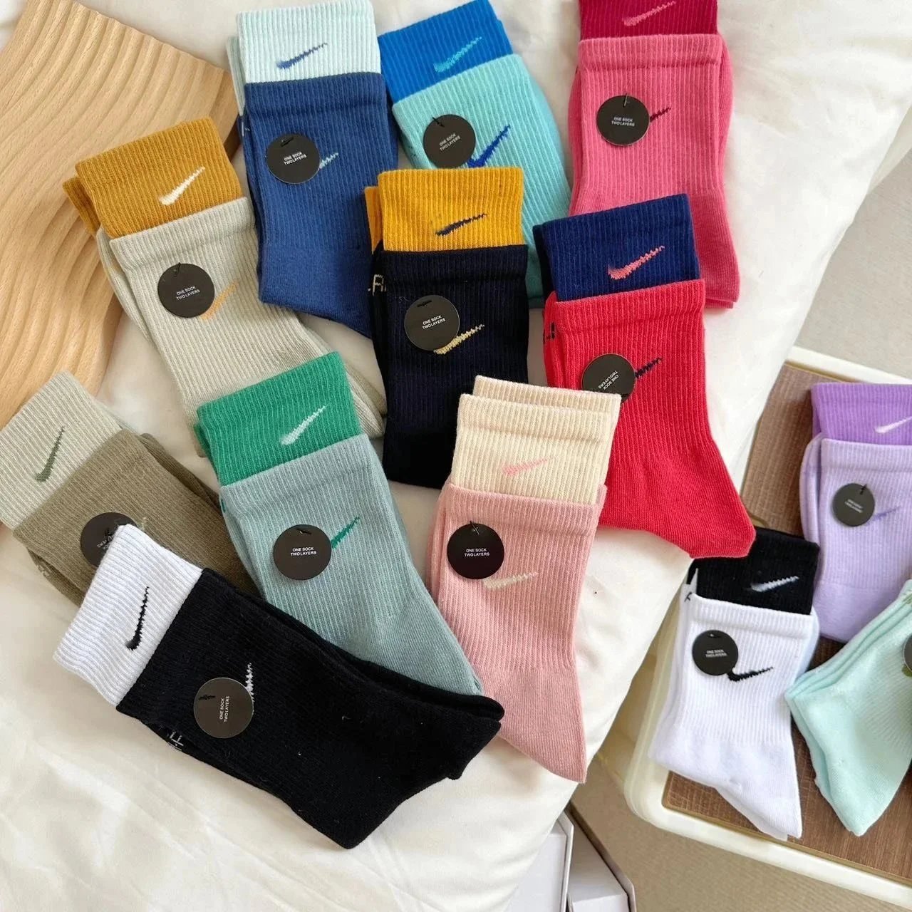Nike Two-Layer Crew Socks in Multiple Colors