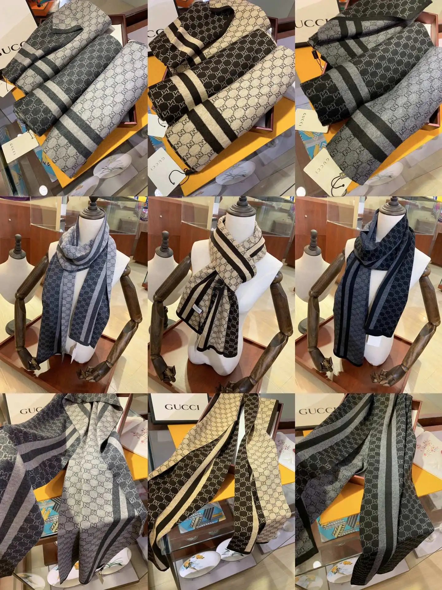 Gucci GG Monogram Wool Scarf for Men and Women