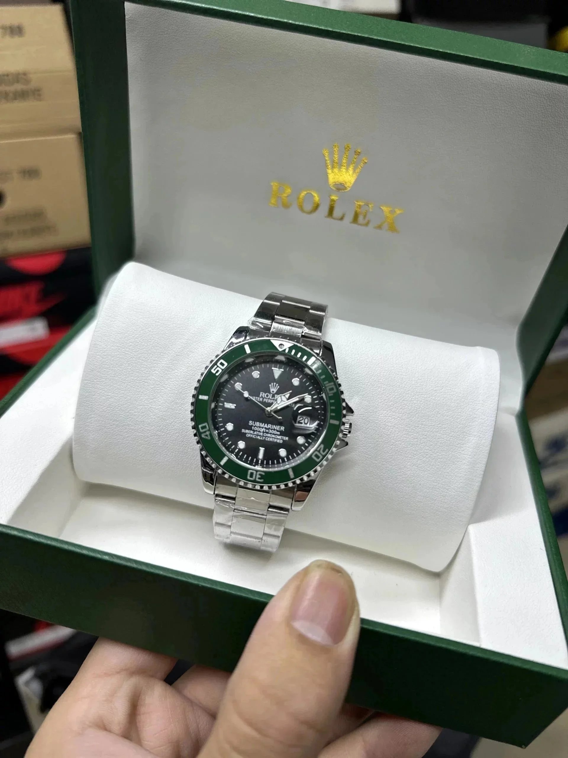 ROLEX Submariner Green Bezel Watch Men's Luxury Automatic Dive Timepiece