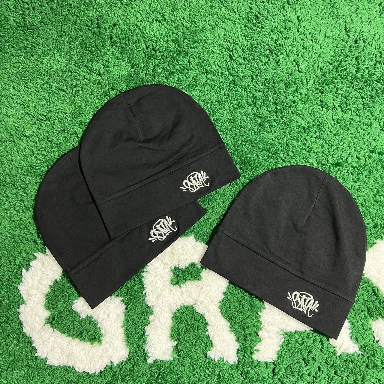 Black Embroidered Beanie Hat for Men and Women
