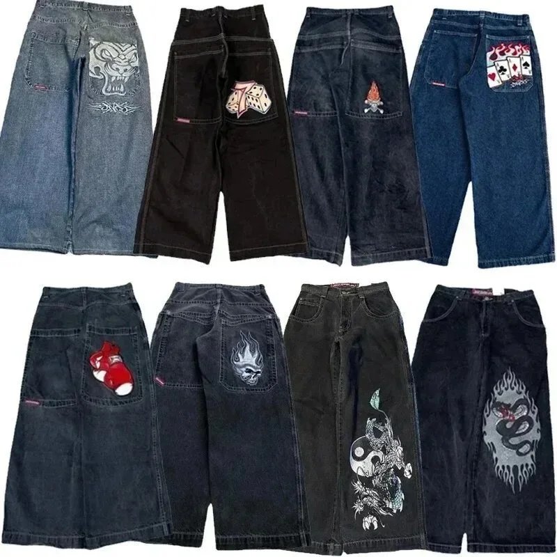 Custom Embroidered Denim Shorts for Men with Skull and Flame Designs