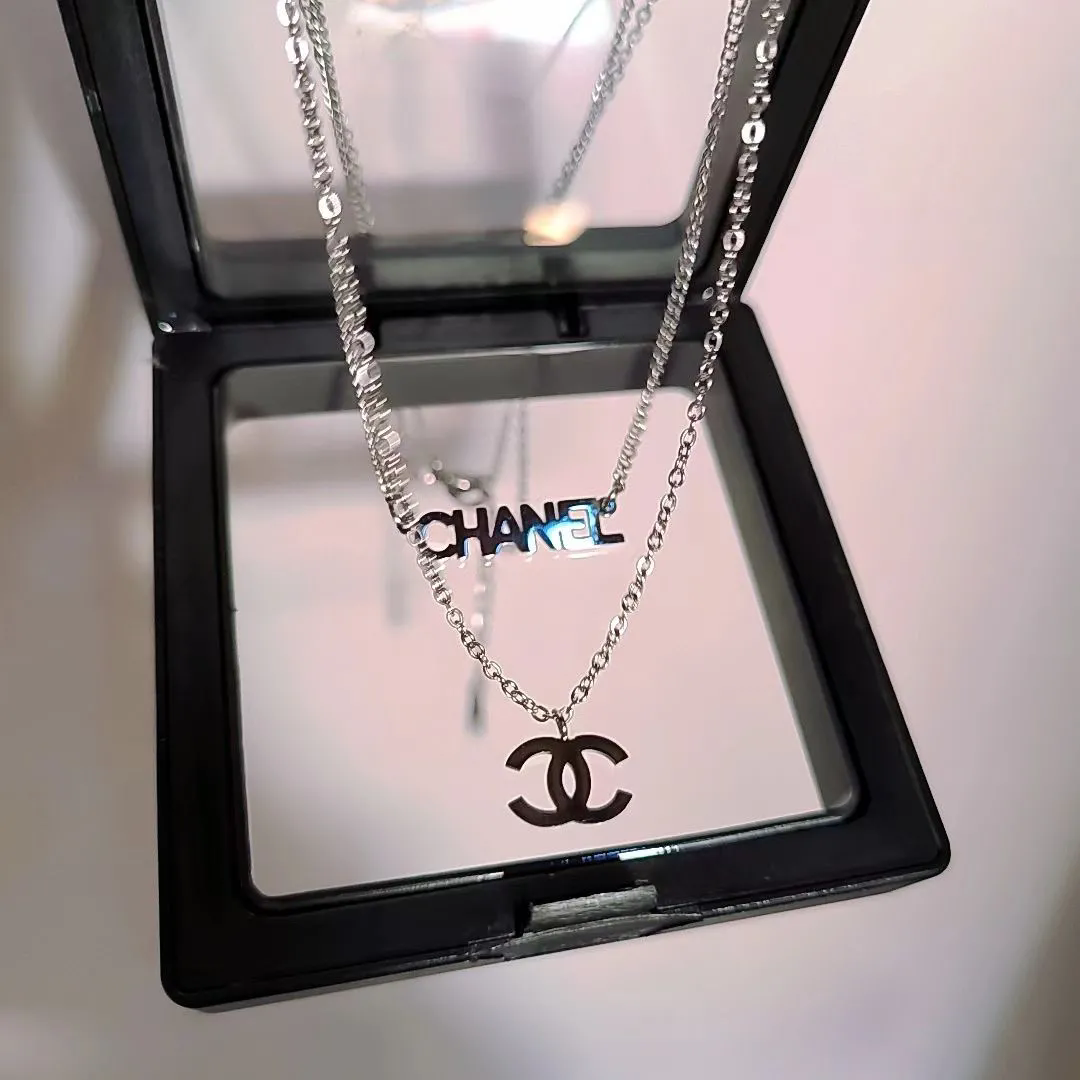 Chanel Silver CC Logo Pendant Necklace for Women Fashion Jewelry