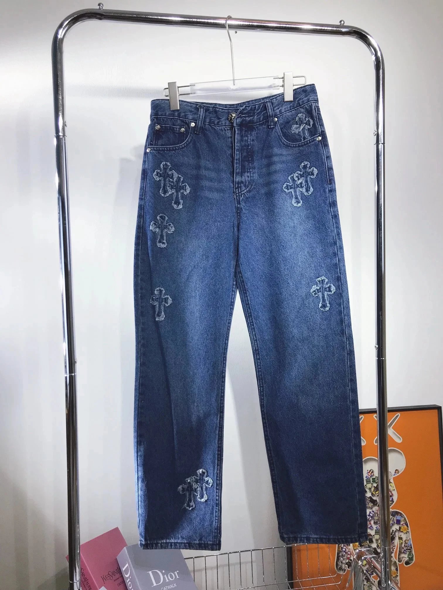 Dior Cross Embroidered Denim Jeans for Women