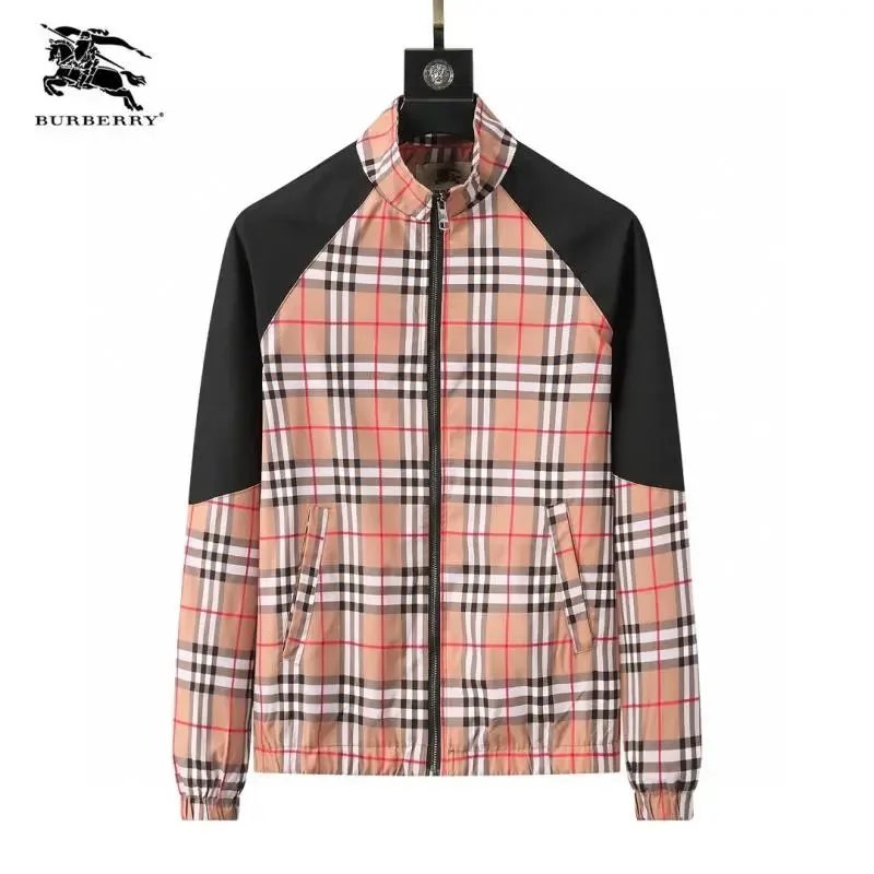 Burberry Check Pattern Track Jacket Men's Casual Outerwear