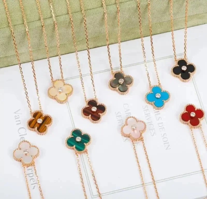 Four-Leaf Clover Pendant Necklace in Various Colors