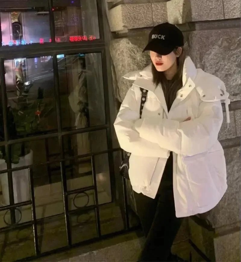 White Oversized Winter Parka Jacket for Women