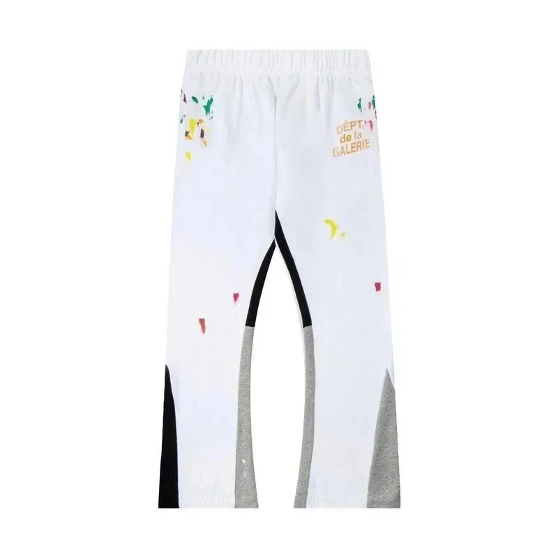 White Printed Kids Pants with Colorful Splashes and Logo