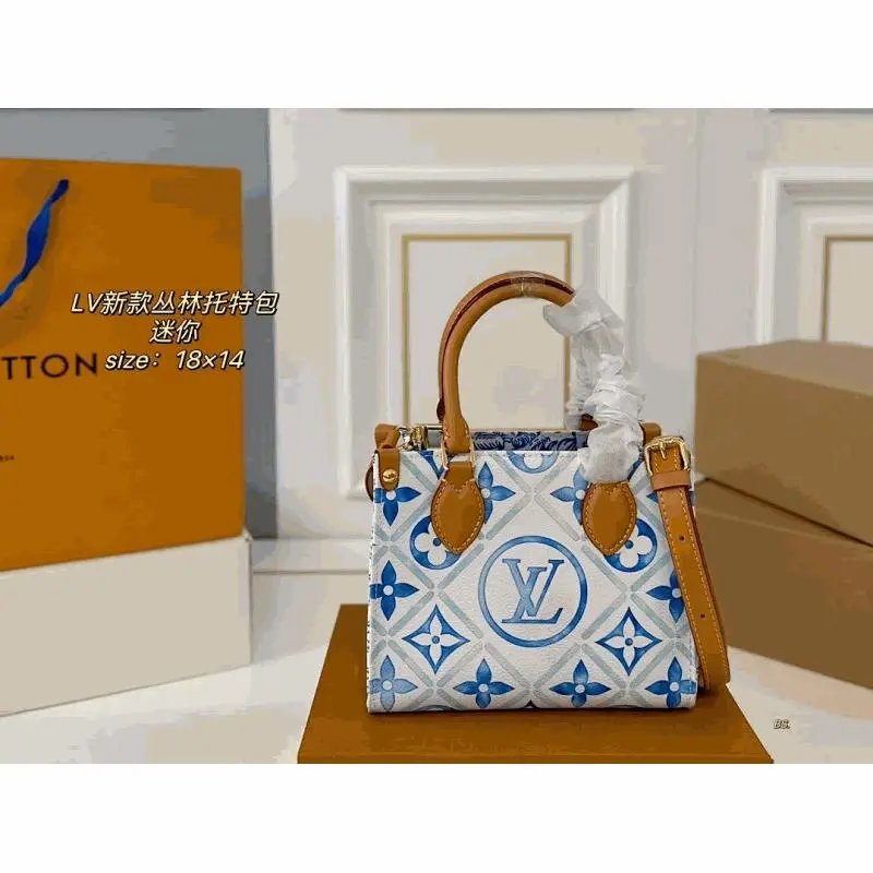 LV Mini Jungle Tote Bag Blue Monogram Canvas Handbag