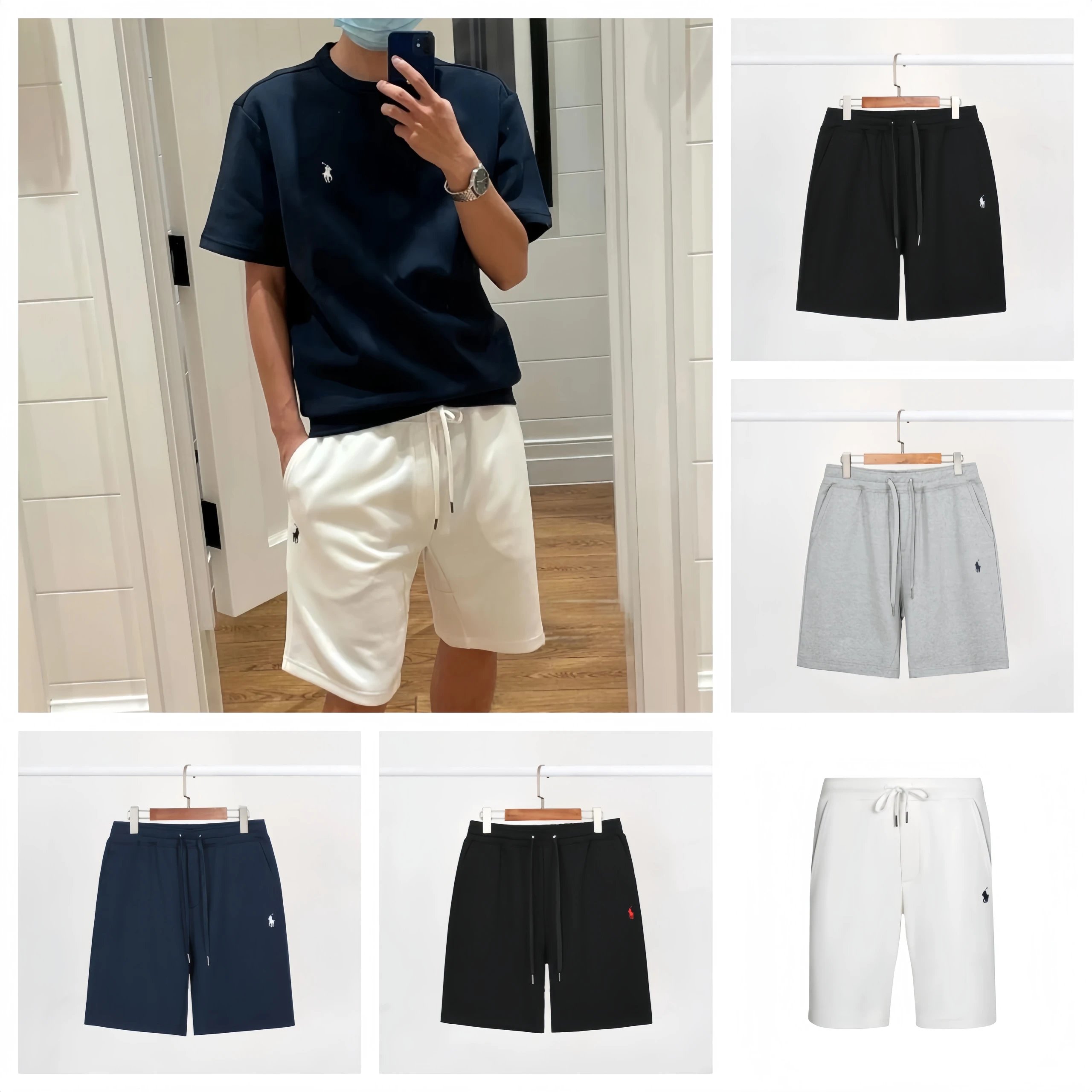 Men's Cotton Blend Drawstring Shorts with Pony Logo