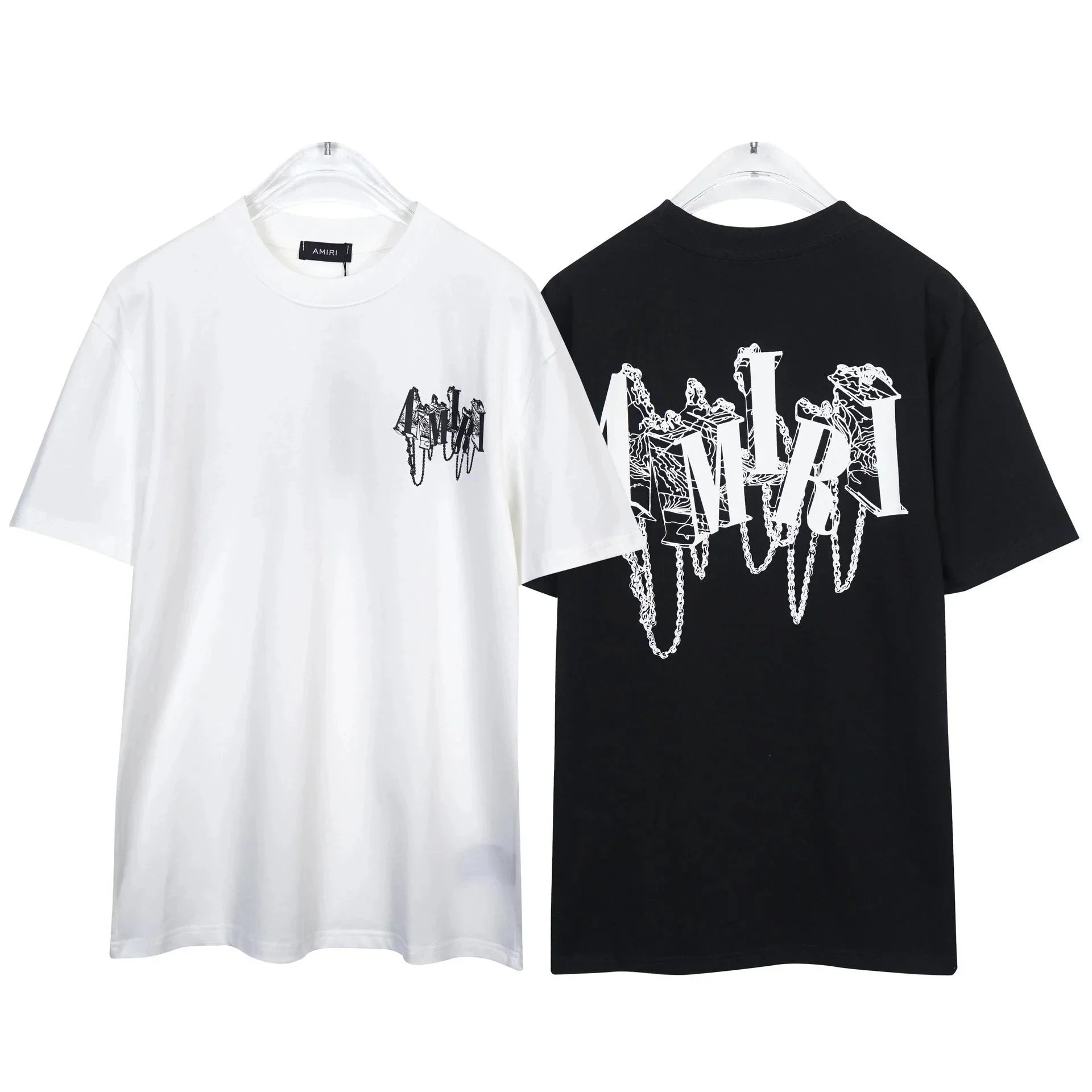 AMIRI Logo Chain Print T-Shirt in Black and White