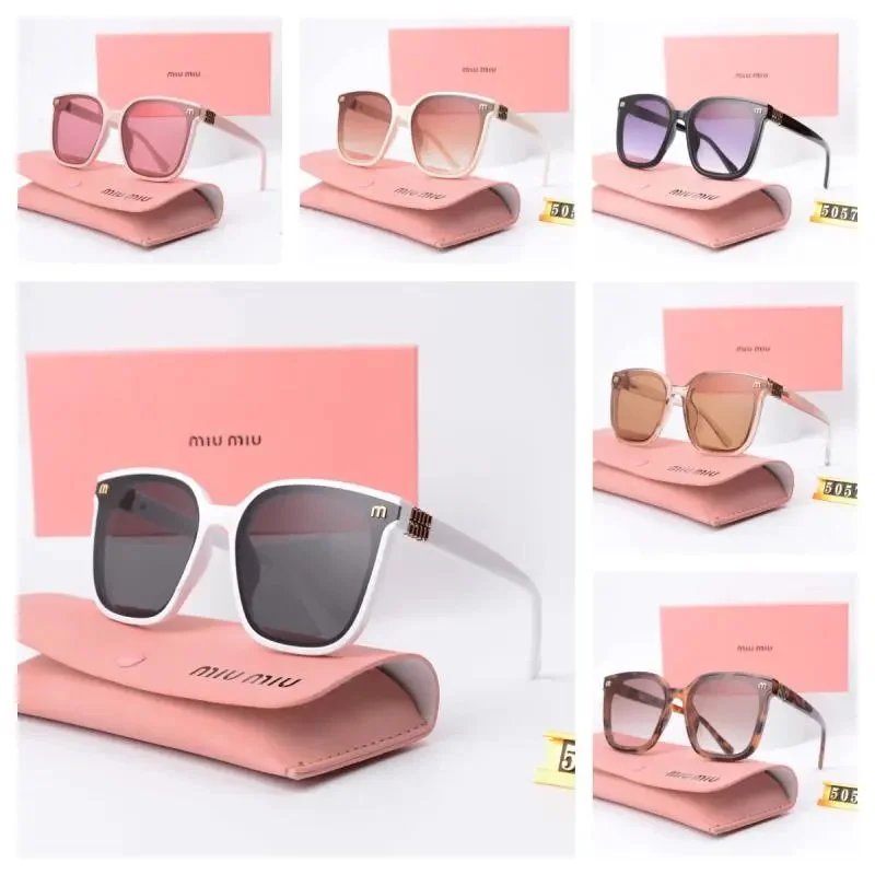 Miu Miu Square Sunglasses with Gradient Lenses and Pink Case