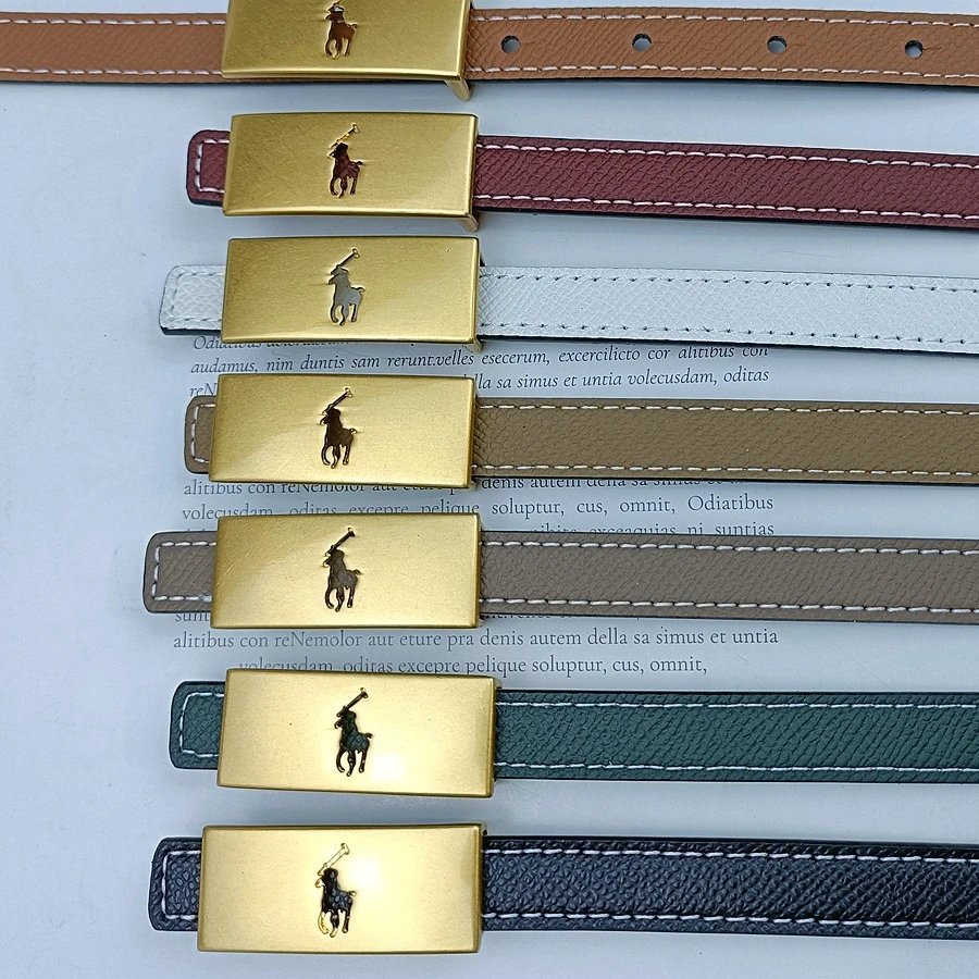 Ralph Lauren Leather Belt with Gold Pony Buckle