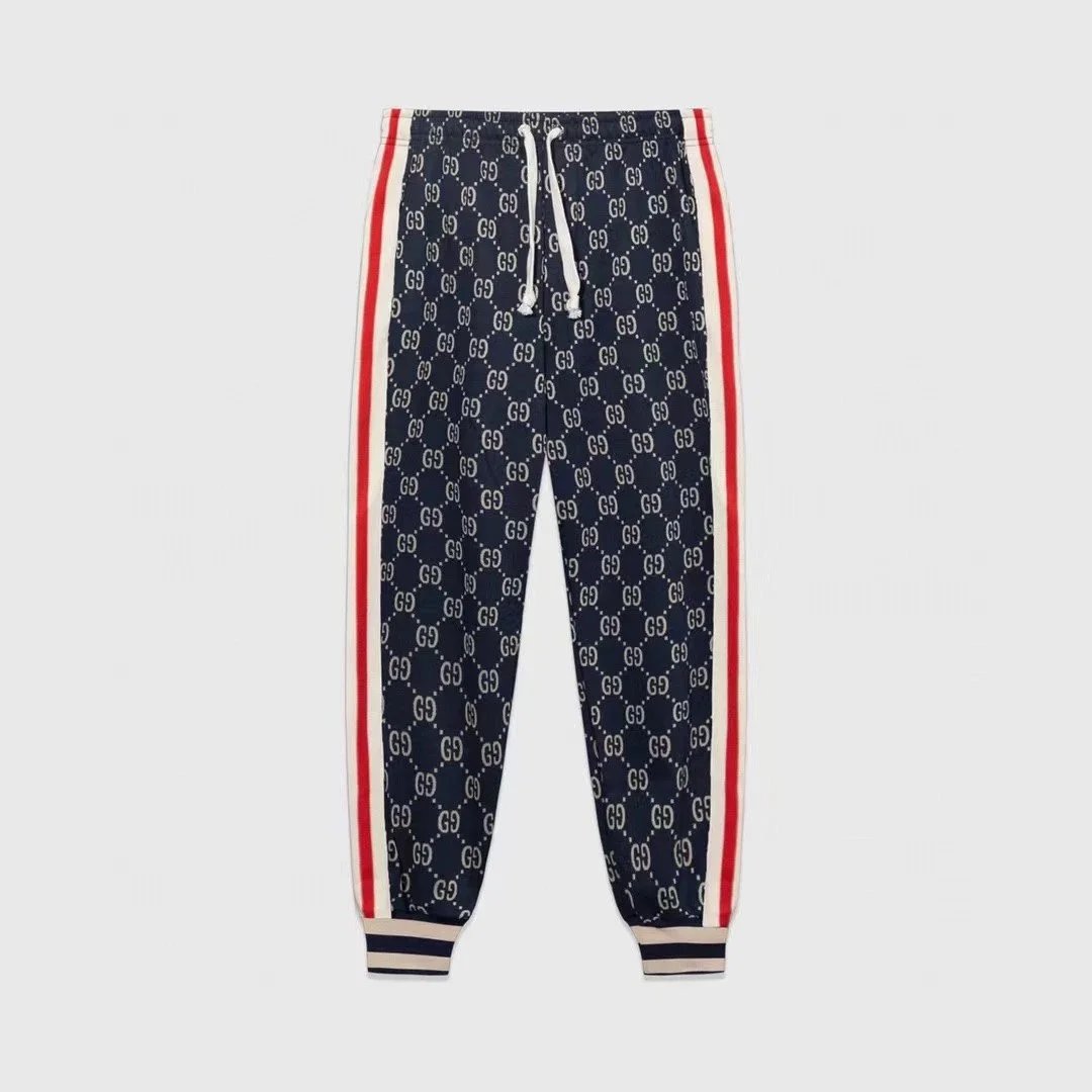 GG Monogram Track Pants with Red and White Side Stripes