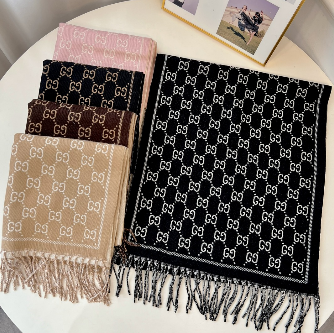 Gucci GG Logo Pattern Wool Scarf for Women and Men