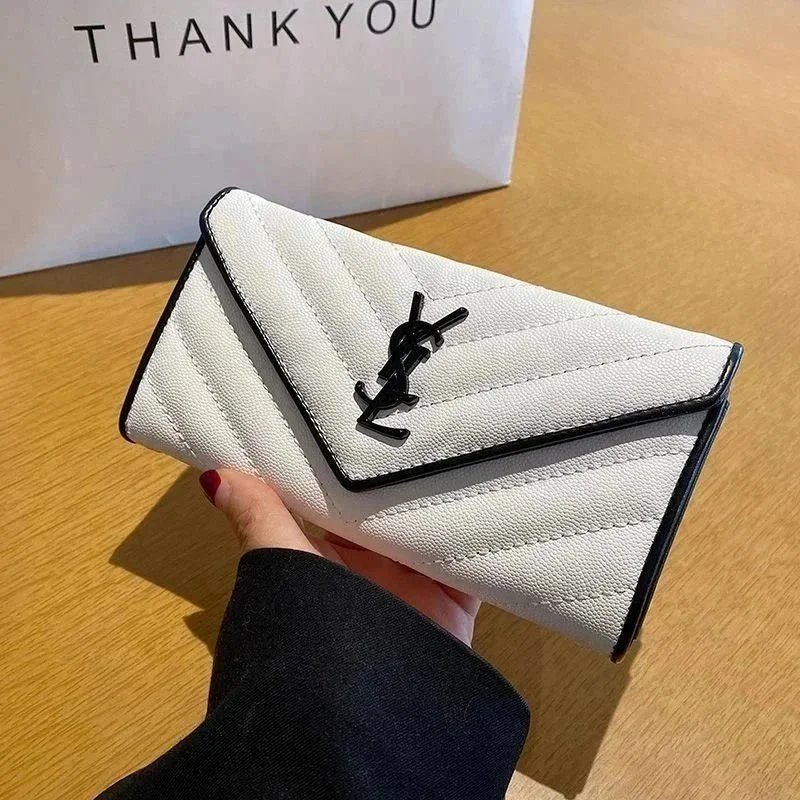 Saint Laurent White Quilted Envelope Clutch Bag