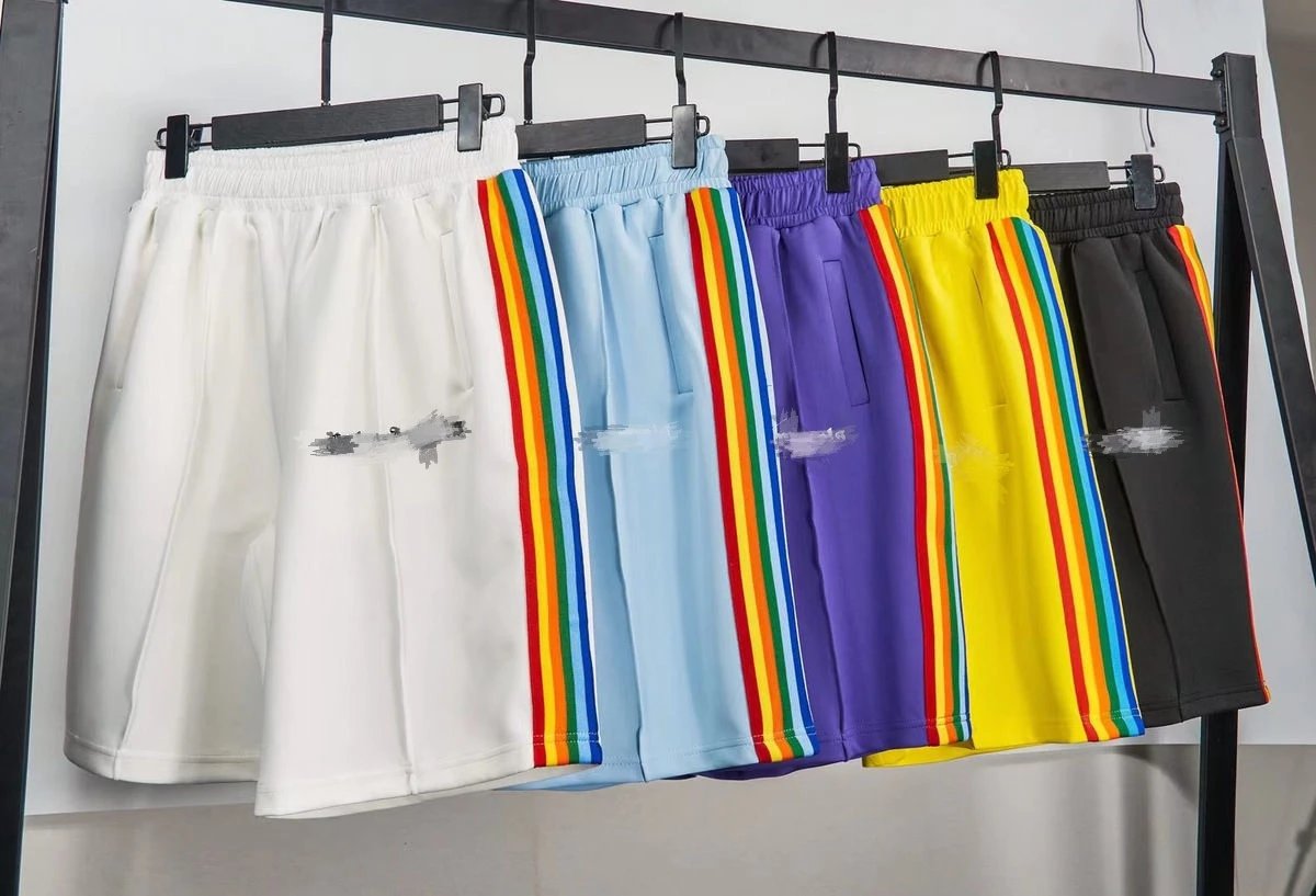 Colorful Rainbow Stripe Men's Casual Shorts Lightweight Comfortable Summer Wear