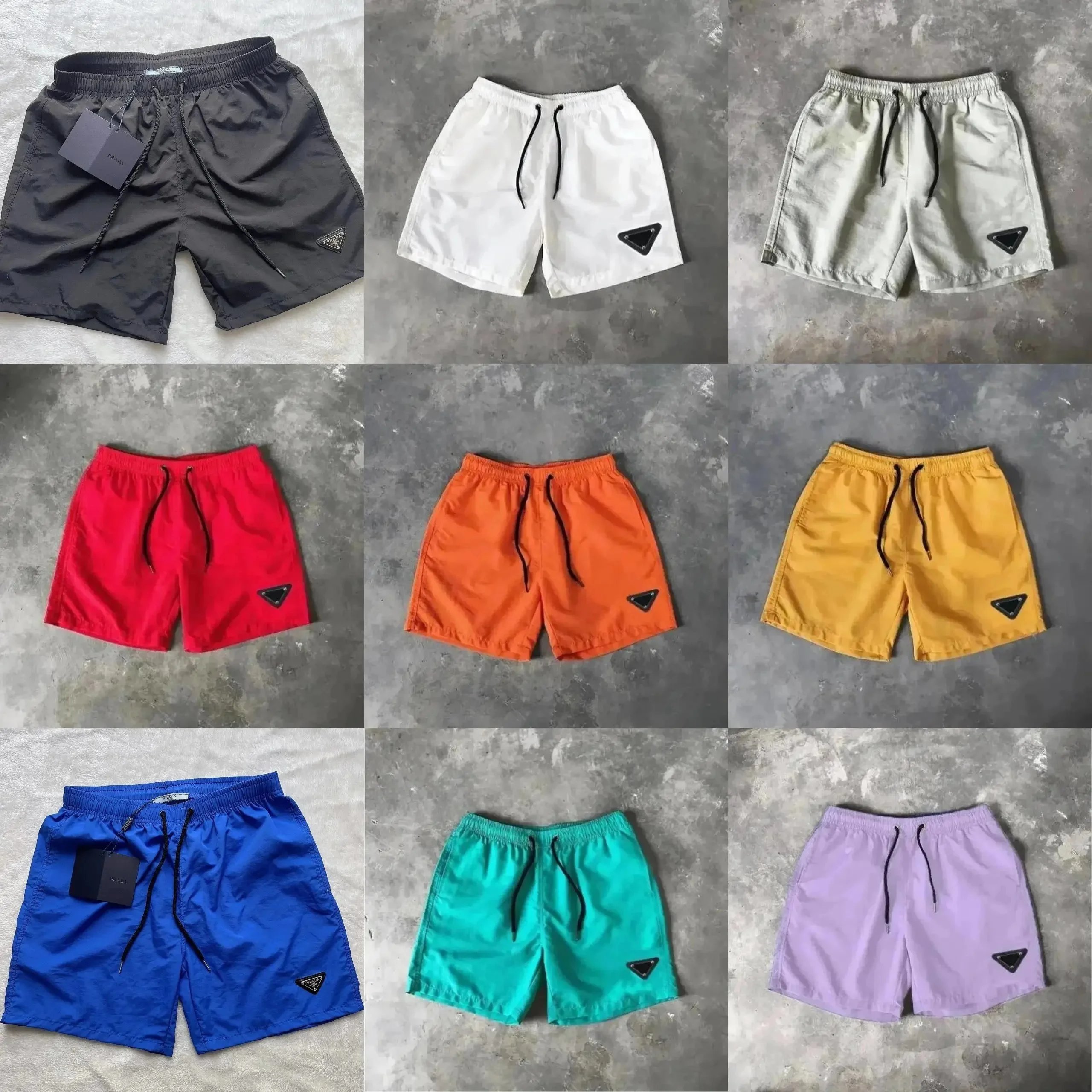 PRADA Men's Colorful Swim Shorts with Drawstring Waist